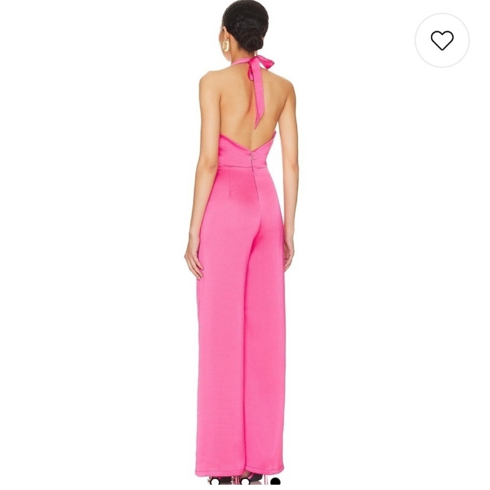 Nookie Hot Pink Plunge Halter Jumpsuit - Picture 2 of 5